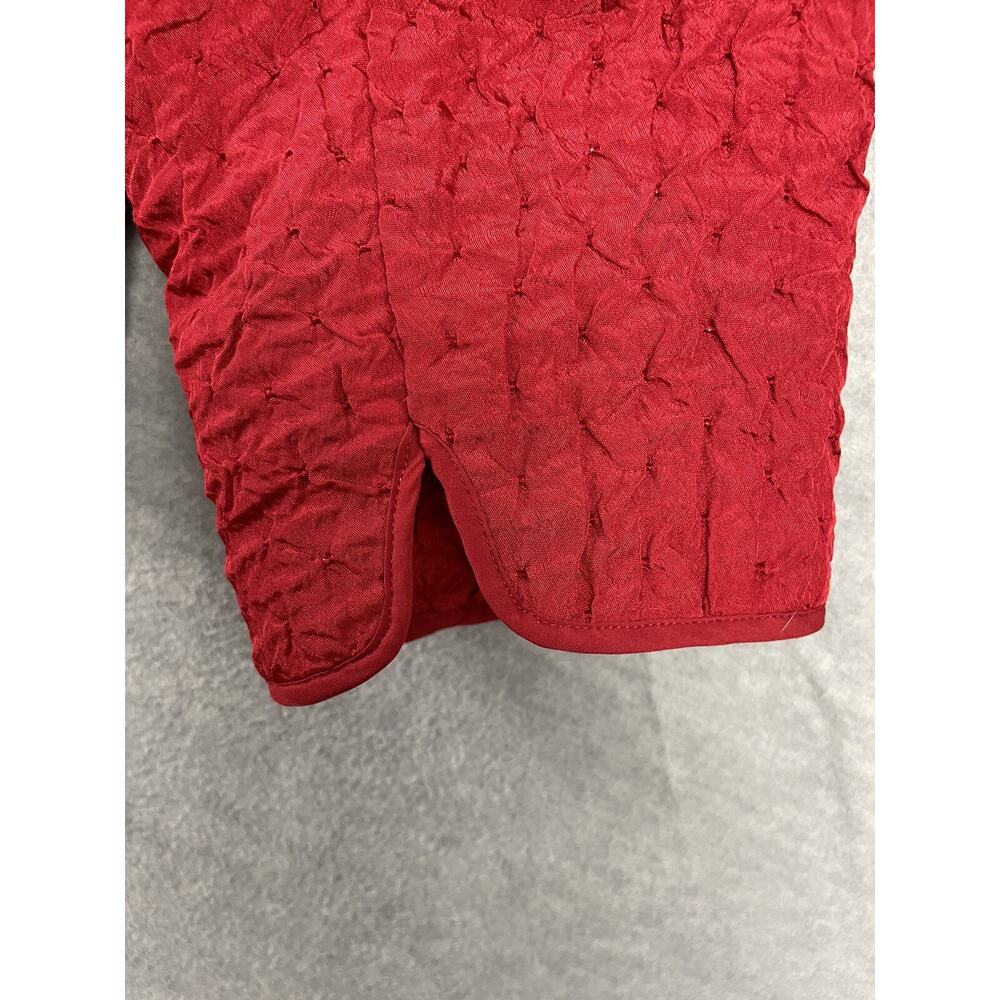 Chico's 3 (US XL 16) Red Jacket Long Sleeve Open Front Pockets Textured Lined - Picture 5 of 11
